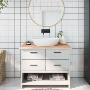 vidaXL Encimera de baño de roble macizo marrón - Superficie de baño vidaXL Encimera de baño de roble macizo marrón - Superficie de baño