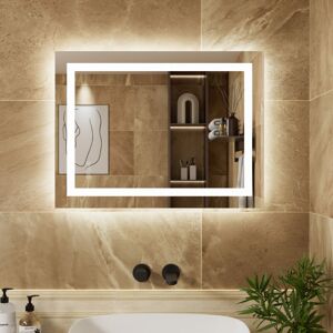 Auralum - Espejo De Baño 80 X 60 Cm Con Control Táctil, 3 Colores De Luz, Regulable, Antivaho, Resistente Al Agua Ip64 Auralum - Espejo De Baño 80 X 60 Cm Con Control Táctil, 3 Colores De Luz, Regulable, Antivaho, Resistente Al Agua Ip64