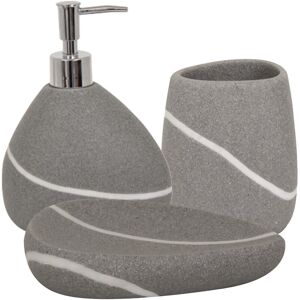 Set De 3 Accesorios De Baño Cerámica Zen Gris Msv Set De 3 Accesorios De Baño Cerámica Zen Gris Msv