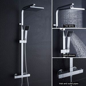 Columnas De Ducha Termostáticas, Set De Ducha Termostatica Con Alcachofa Ducha Lluvia 20x20cm, Altura Ajustable - Auralum Columnas De Ducha Termostáticas, Set De Ducha Termostatica Con Alcachofa Ducha Lluvia 20x20cm, Altura Ajustable - Auralum