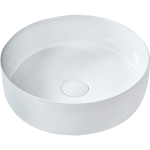 Beliani Lavabo Redondo de Cerámica - 36cm, Blanco, Estilo Moderno Beliani Lavabo Redondo de Cerámica - 36cm, Blanco, Estilo Moderno