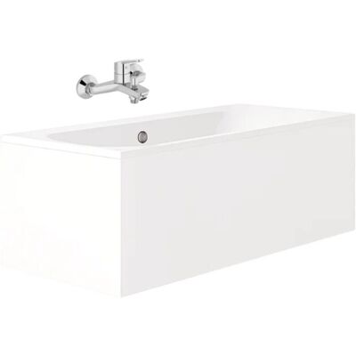 Jacob Delafon - Pack Bañera Recta 170 X 75 Elise + Faldón Rinconera + Monomando Baño-ducha De Pared Aimé Cromo + Desagüe Jacob Delafon - Pack Bañera Recta 170 X 75 Elise + Faldón Rinconera + Monomando Baño-ducha De Pared Aimé Cromo + Desagüe