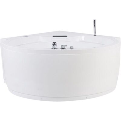 Beliani - Bañera de hidromasaje esquinera - Blanco - Acrílico - 150 cm Beliani - Bañera de hidromasaje esquinera - Blanco - Acrílico - 150 cm