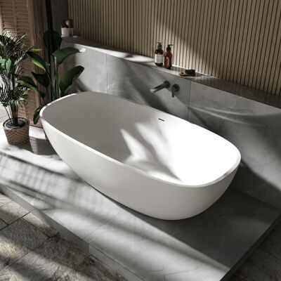 Bañera exenta Bernstein - Piedra sólida - 180x87cm - Blanco mate/brillante Bañera exenta Bernstein - Piedra sólida - 180x87cm - Blanco mate/brillante
