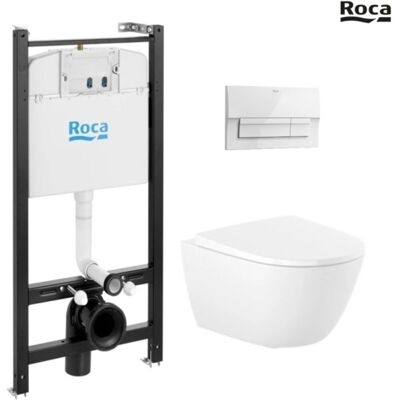 Roca - Bastidor Active Pack Cisterna Empotrada Y Pulsador Blanco Brillante New Con Inodoro Suspendido Ona Asiento Soft Close Roca - Bastidor Active Pack Cisterna Empotrada Y Pulsador Blanco Brillante New Con Inodoro Suspendido Ona Asiento Soft Close