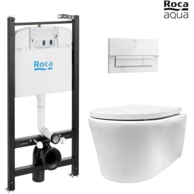 Roca - Bastidor Active Pack Cisterna Empotrada Y Pulsador Blanco Brillo New Con Inodoro Suspendido Rimless Lia Blanco Br Aqua Roca - Bastidor Active Pack Cisterna Empotrada Y Pulsador Blanco Brillo New Con Inodoro Suspendido Rimless Lia Blanco Br Aqua