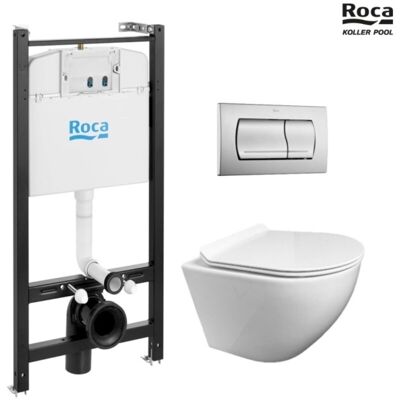 Bastidor Roca Active Pack Cisterna Empotrada Y Pulsador Cromo Mate Con Inodoro Suspendido Round De Kp Blanco Tapa Fina Bastidor Roca Active Pack Cisterna Empotrada Y Pulsador Cromo Mate Con Inodoro Suspendido Round De Kp Blanco Tapa Fina