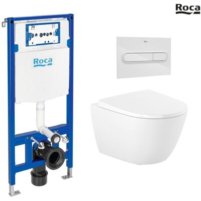 Bastidor Roca Duplo One Pack Cisterna Empotrada Y Pulsador Pl1 Blanco Brillo Con Inodoro Suspendido Rim-ex Roca Ona Bastidor Roca Duplo One Pack Cisterna Empotrada Y Pulsador Pl1 Blanco Brillo Con Inodoro Suspendido Rim-ex Roca Ona