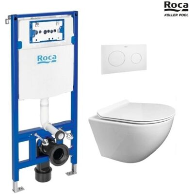 Bastidor Roca Duplo One Pack Cisterna Empotrada Y Pulsador Pl10 Blanco Mate Con Wc Suspendido Round Smart Tornado 3.0 Tapa Fina Bastidor Roca Duplo One Pack Cisterna Empotrada Y Pulsador Pl10 Blanco Mate Con Wc Suspendido Round Smart Tornado 3.0 Tapa Fina