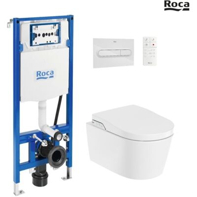Roca - Bastidor Duplo Smart Pack Cisterna Empotrada Y Pulsador Pl1 Bl Br Con Inodoro Suspendido Rimless In-wash Inspira Round Roca - Bastidor Duplo Smart Pack Cisterna Empotrada Y Pulsador Pl1 Bl Br Con Inodoro Suspendido Rimless In-wash Inspira Round