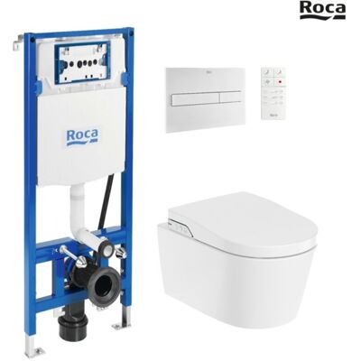 Roca - Bastidor Duplo Smart Pack Cisterna Empotrada Y Pulsador Pl7 Bl Mat Con Inodoro Suspendido Rimless In-wash Inspira Round Roca - Bastidor Duplo Smart Pack Cisterna Empotrada Y Pulsador Pl7 Bl Mat Con Inodoro Suspendido Rimless In-wash Inspira Round