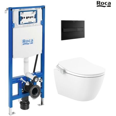 Bastidor Roca Duplo Smart Pack Cisterna Empotrada Y Pulsador Pl7 Dual Negro Mat Con Inodoro Suspendido Rimless In-wash Ona Bastidor Roca Duplo Smart Pack Cisterna Empotrada Y Pulsador Pl7 Dual Negro Mat Con Inodoro Suspendido Rimless In-wash Ona
