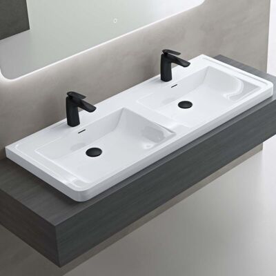 Doporro - Lavabo empotrado rectangular doble recubrimiento de mármol blanco Doporro - Lavabo empotrado rectangular doble recubrimiento de mármol blanco