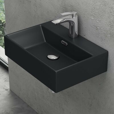 DOPORRO Lavabo rectangular de cerámica para colgar - 51x36x13 cm DOPORRO Lavabo rectangular de cerámica para colgar - 51x36x13 cm