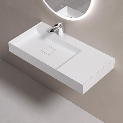 Lavabo rectangular de fundición mineral - Blanco mate - Lavabo de baño Lavabo rectangular de fundición mineral - Blanco mate - Lavabo de baño