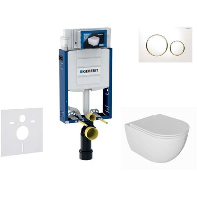 Geberit Kombifix - Conjunto De Instalación Empotrada, Inodoro Oudee Y Asiento Softclose, Pulsador Sigma20, Blanco/dorado Sani15ca3122 Geberit Kombifix - Conjunto De Instalación Empotrada, Inodoro Oudee Y Asiento Softclose, Pulsador Sigma20, Blanco/dorado Sani15ca3122