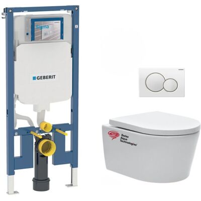 Geberit Pack Cisterna Empotrada Up720 Extraplano + Inodoro Sat Sin Bridas Con Fijaciones Invisibles + Tapa + Placa Blanca Geberit Pack Cisterna Empotrada Up720 Extraplano + Inodoro Sat Sin Bridas Con Fijaciones Invisibles + Tapa + Placa Blanca