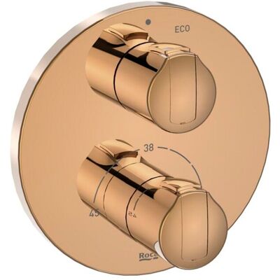 Roca T-1000 Grifo termostático empotrado para baño - Oro rosado Roca T-1000 Grifo termostático empotrado para baño - Oro rosado