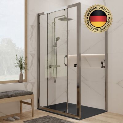 Pack : Puerta Corredera De 120cm + Lateral De 80cm + Plato De Ducha Negro De 120x80cm (huppe2-12080bl) - Hüppe Pack : Puerta Corredera De 120cm + Lateral De 80cm + Plato De Ducha Negro De 120x80cm (huppe2-12080bl) - Hüppe