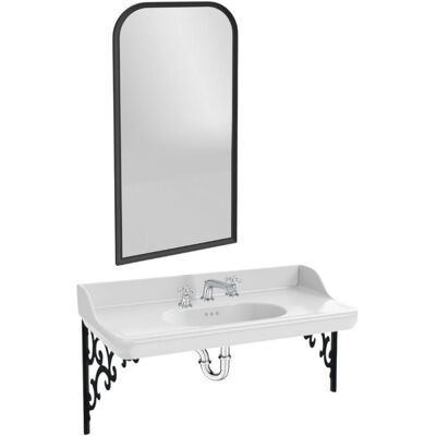 Jacob Delafon - Cléo 1889 Pack Lavabo De Pared 3 Orificios + Espejo + Mezclador De Cruceta Cromado + Sifón Cromado Jacob Delafon - Cléo 1889 Pack Lavabo De Pared 3 Orificios + Espejo + Mezclador De Cruceta Cromado + Sifón Cromado