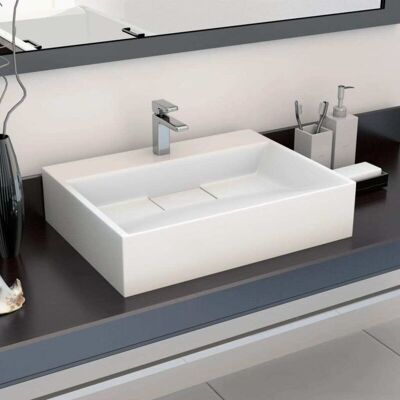Lavabo 50x38x13 Cm Resina Mineral/mármol Blanco Vidaxl Lavabo 50x38x13 Cm Resina Mineral/mármol Blanco Vidaxl