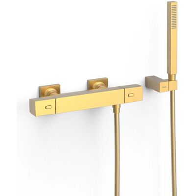 Tres - 19016469om Over-wall Grifo Termostático Mural Over-wall Ducha Color Oro Mate 24k - Ref: 19016469om Tres - 19016469om Over-wall Grifo Termostático Mural Over-wall Ducha Color Oro Mate 24k - Ref: 19016469om