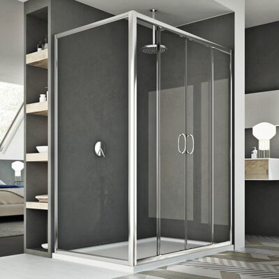 Idralite Replay Duo 2 Mampara de ducha - Vidrio transparente rectangular Idralite Replay Duo 2 Mampara de ducha - Vidrio transparente rectangular