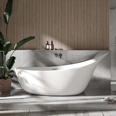 Bernstein - Bañera Acrílica Sanitaria Sophie Blanco Brillo - 190 X 80 X 82,80 Cm - Con Grifo Mezclador 8028, Con Sifón Bernstein - Bañera Acrílica Sanitaria Sophie Blanco Brillo - 190 X 80 X 82,80 Cm - Con Grifo Mezclador 8028, Con Sifón