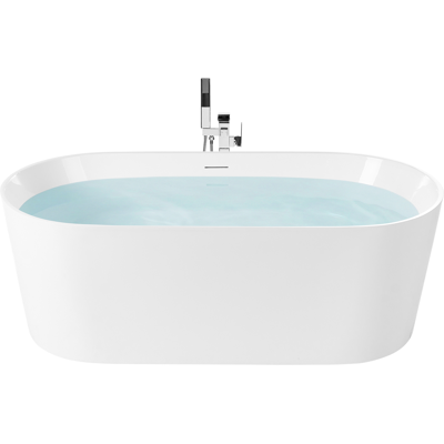 BELIANI Bañera Independiente Moderna De Acrílico Forma Ovalada Con Sistema De Rebosadero 167 Cm Blanco Restinga BELIANI Bañera Independiente Moderna De Acrílico Forma Ovalada Con Sistema De Rebosadero 167 Cm Blanco Restinga