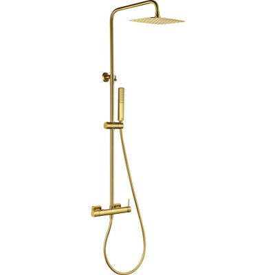 Imex - Conjunto De Ducha Firenze Monomando Con Agua Fría Y Caliente Rociador Cuadrado Ducha De Lluvia Serie Firenze Color Oro Cepillado Imex - Conjunto De Ducha Firenze Monomando Con Agua Fría Y Caliente Rociador Cuadrado Ducha De Lluvia Serie Firenze Color Oro Cepillado
