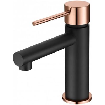 Mice Miletos Grifo de lavabo negro mate y oro rosa - Serie baño Mice Miletos Grifo de lavabo negro mate y oro rosa - Serie baño