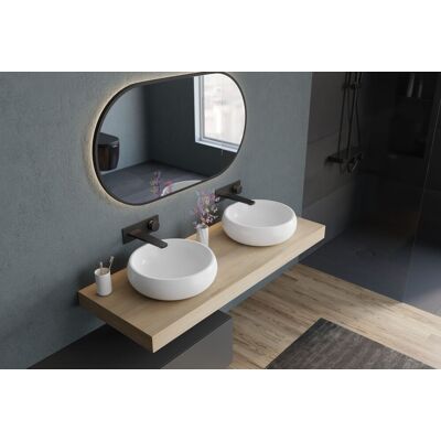 Bernstein - Lavabo Pedestal Redondo Lavabo Fundición Mineral Baño - Nt8559 - Diametro 40cm Blanc Mat, Con Desagüe, Sin Tapa Bernstein - Lavabo Pedestal Redondo Lavabo Fundición Mineral Baño - Nt8559 - Diametro 40cm Blanc Mat, Con Desagüe, Sin Tapa
