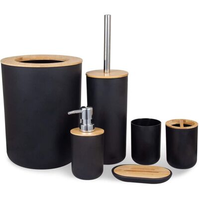 OEM Juego De 6 Accesorios De Baño De Bambú: Dispensador De Loción, Papelera, Portacepillos De Dientes, Vaso, Escobilla De Baño, Jabonera, Apto Para Uso Doméstico O Hotelero. OEM Juego De 6 Accesorios De Baño De Bambú: Dispensador De Loción, Papelera, Portacepillos De Dientes, Vaso, Escobilla De Baño, Jabonera, Apto Para Uso Doméstico O Hotelero.