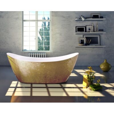 Bernstein - Bañera Acrílica Sanitaria Siena Efecto Pan De Oro - 173 X 73 X 75 Cm - Con Grifo Mezclador 1521, Sin Sifón Bernstein - Bañera Acrílica Sanitaria Siena Efecto Pan De Oro - 173 X 73 X 75 Cm - Con Grifo Mezclador 1521, Sin Sifón