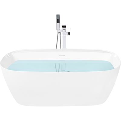BELIANI Bañera Independiente Ovalada 1700 X 800 Mm De Acrílico Con Borde Fino Moderna Blanco Tacuaral BELIANI Bañera Independiente Ovalada 1700 X 800 Mm De Acrílico Con Borde Fino Moderna Blanco Tacuaral