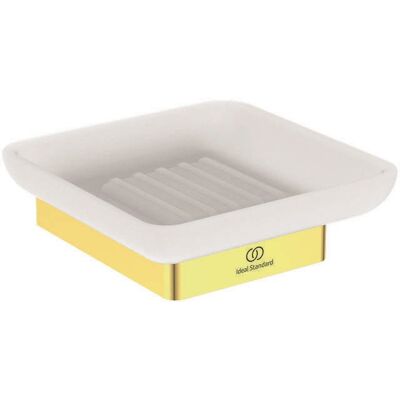 Ideal Standard - Plato de jabón Conca Cube - Rectangular, Oro Cepillado - Portasapone Ideal Standard - Plato de jabón Conca Cube - Rectangular, Oro Cepillado - Portasapone