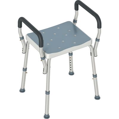 JHY DESIGN Taburete De Ducha Regulable En Altura Para Personas Mayores O Con Movilidad Reducida, Dimensiones 52 X 45 X 69 Cm, Blanco Y Azul. JHY DESIGN Taburete De Ducha Regulable En Altura Para Personas Mayores O Con Movilidad Reducida, Dimensiones 52 X 45 X 69 Cm, Blanco Y Azul.