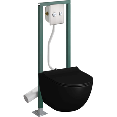 Pack De Inodoro Suspendido Vitra Sento Sin Reborde En Negro Mate + Asiento De Inodoro Con Cierre Amortiguado + Estructura Autoportante Presto + Placa De Accionamiento Cromada Pack De Inodoro Suspendido Vitra Sento Sin Reborde En Negro Mate + Asiento De Inodoro Con Cierre Amortiguado + Estructura Autoportante Presto + Placa De Accionamiento Cromada