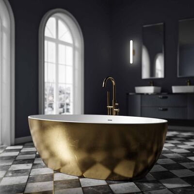 Bernstein - Bañera Acrílica Sanitaria Terra Con Efecto Pan De Oro - 186 X 88 Cm - Con Sifón, Con Grifo Mezclador 8028b Bernstein - Bañera Acrílica Sanitaria Terra Con Efecto Pan De Oro - 186 X 88 Cm - Con Sifón, Con Grifo Mezclador 8028b