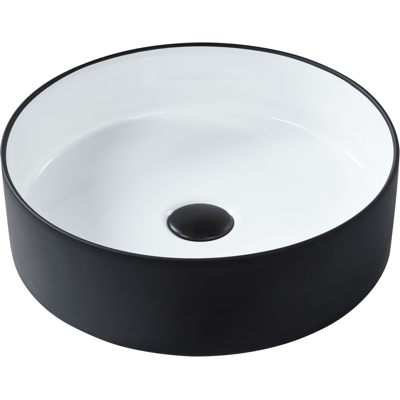 BELIANI Lavabo Sobre Encimera De Cerámica Baño ⌀ 40 Cm Blanco Y Negro Acabado Brillante Tebar BELIANI Lavabo Sobre Encimera De Cerámica Baño ⌀ 40 Cm Blanco Y Negro Acabado Brillante Tebar