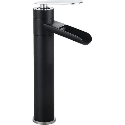 ABYSSE Grifo Monomando Para Baño Con Agua Fría Y Caliente, Negro Y Plateado, Alto, Grifo Monomando Para Lavabo. ABYSSE Grifo Monomando Para Baño Con Agua Fría Y Caliente, Negro Y Plateado, Alto, Grifo Monomando Para Lavabo.