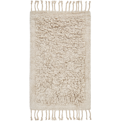 BELIANI Alfombrilla De Baño Moderna De Algodón Forma Rectangular 50 X 80 Cm Flecos Accesorios De Baño Beige Oltan BELIANI Alfombrilla De Baño Moderna De Algodón Forma Rectangular 50 X 80 Cm Flecos Accesorios De Baño Beige Oltan