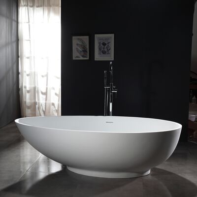 Bernstein - Bañera De Diseño En Piedra Maciza Vigo - Blanco Mate - Sin Desagüe, 150 X 75 Cm, Con Grifo Mezclador 8028b Sin Sifón, 150x75cm, Incluye Racor Estándar 8028b Bernstein - Bañera De Diseño En Piedra Maciza Vigo - Blanco Mate - Sin Desagüe, 150 X 75 Cm, Con Grifo Mezclador 8028b Sin Sifón, 150x75cm, Incluye Racor Estándar 8028b