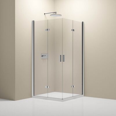 Cabina De Ducha Angular Cristal 8mm Cabina De Ducha Completa Mampara 2 Puertas Angulares Plegables - Nt213 - 80x100x195cm, Cromo - Bernstein Cabina De Ducha Angular Cristal 8mm Cabina De Ducha Completa Mampara 2 Puertas Angulares Plegables - Nt213 - 80x100x195cm, Cromo - Bernstein