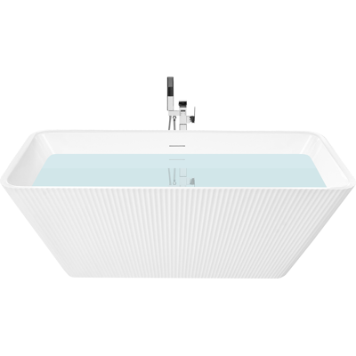 BELIANI Bañera Independiente De Acrílico Con Diseño Acanalado Moderno 170 Cm Baño Blanco Atcama BELIANI Bañera Independiente De Acrílico Con Diseño Acanalado Moderno 170 Cm Baño Blanco Atcama