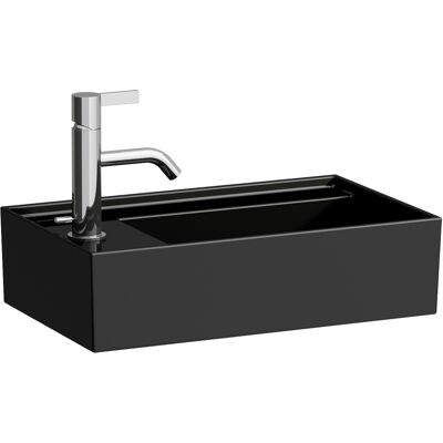 Lavabo con descarga manual LAUFEN Kartell - Grifería a la izquierda, Empotrado, Negro brillante Lavabo con descarga manual LAUFEN Kartell - Grifería a la izquierda, Empotrado, Negro brillante