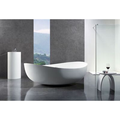 Bernstein - Bañera Acrílica Sanitaria Independiente Wave - 180 X110 X 62 Cm - Sin Desagüe, Con Grifería 1523c, Blanco Mate Bernstein - Bañera Acrílica Sanitaria Independiente Wave - 180 X110 X 62 Cm - Sin Desagüe, Con Grifería 1523c, Blanco Mate