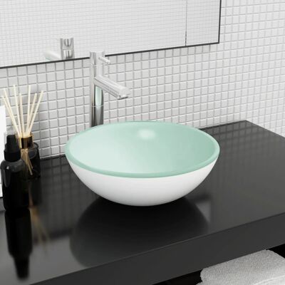 vidaXL Lavabo de Vidrio Templado Blanco - Lavabo de Baño vidaXL Lavabo de Vidrio Templado Blanco - Lavabo de Baño