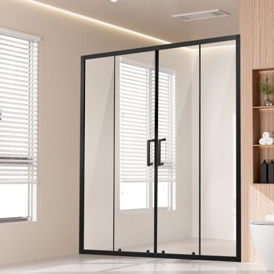 Vevor Puerta De Ducha Corrediza Doble 1469-1499x1778 Mm Vidrio Templado Sgcc Transparente 6 Mm Resistente A Las Manchas Con Herrajes De Acero Inoxidable Marco Estrecho De Aluminio Para Baño, Negro Vevor Puerta De Ducha Corrediza Doble 1469-1499x1778 Mm Vidrio Templado Sgcc Transparente 6 Mm Resistente A Las Manchas Con Herrajes De Acero Inoxidable Marco Estrecho De Aluminio Para Baño, Negro