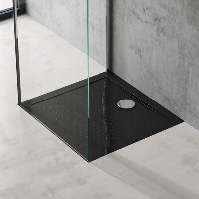 Doporro Bandeja de Ducha Rectangular Antideslizante de Acrílico Negro - Renovación de Baño Doporro Bandeja de Ducha Rectangular Antideslizante de Acrílico Negro - Renovación de Baño